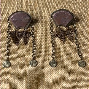 Beth Orduna Purple Stone Silver Tone Dangle Clip-on Earrings